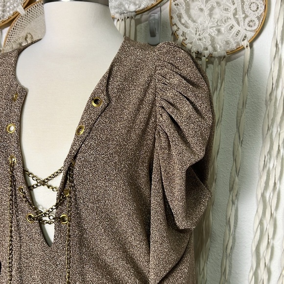 SOLD Jen's Pirate Booty NWOT Metallic Atomic Maxi Dress in Champagne Size M - Picture 4 of 14